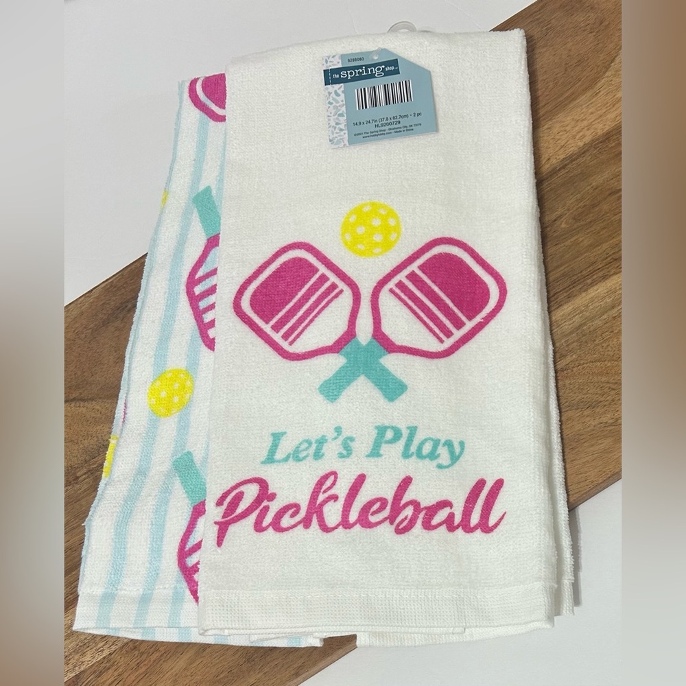Hobby Lobby Cotton Dish Towels “Let’s Play Pickleball” Set of 2 NEW